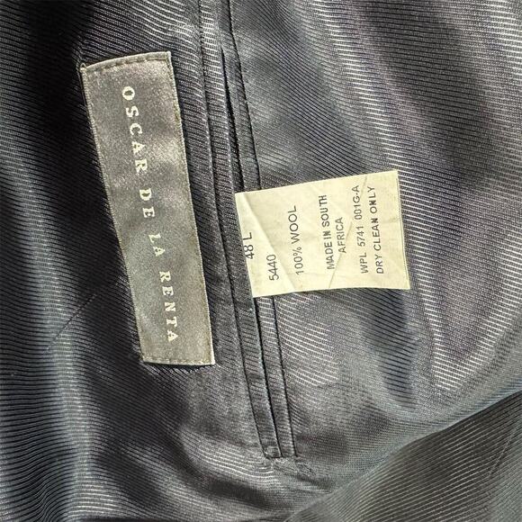 Light Academia Blazer Size 48L Oscar de la Renta Men Gray Check Classic Fit READ - Picture 7 of 13